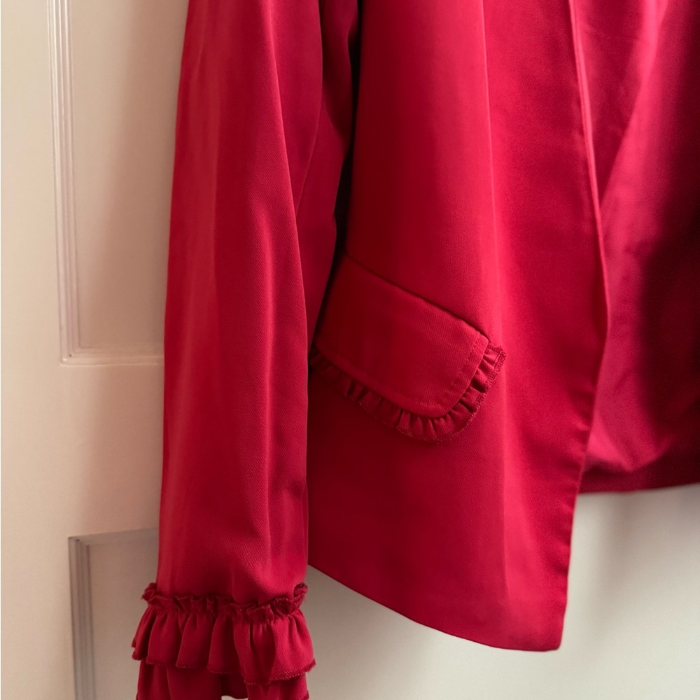 Women's Pink Ruffled Blazer - Picture 2 of 3